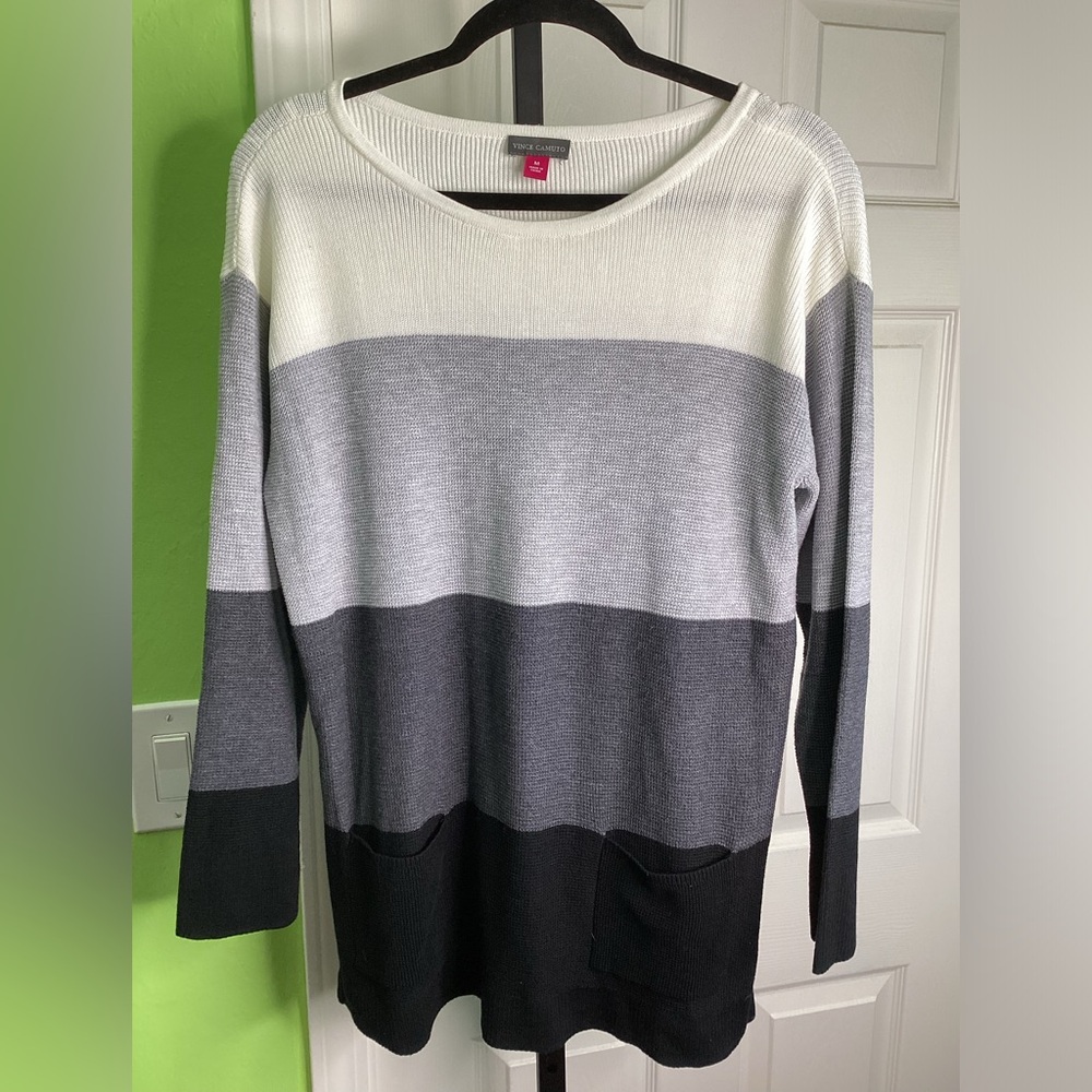 Vince Camuto Striped Colorblock Tunic Sweater, size Medium